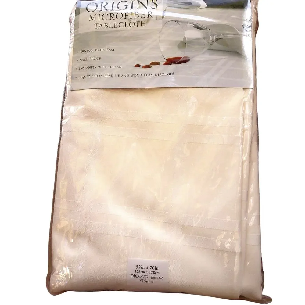 Vintage Origins Microfiber Tablecloth Tone on Tone Squares 52x70 New